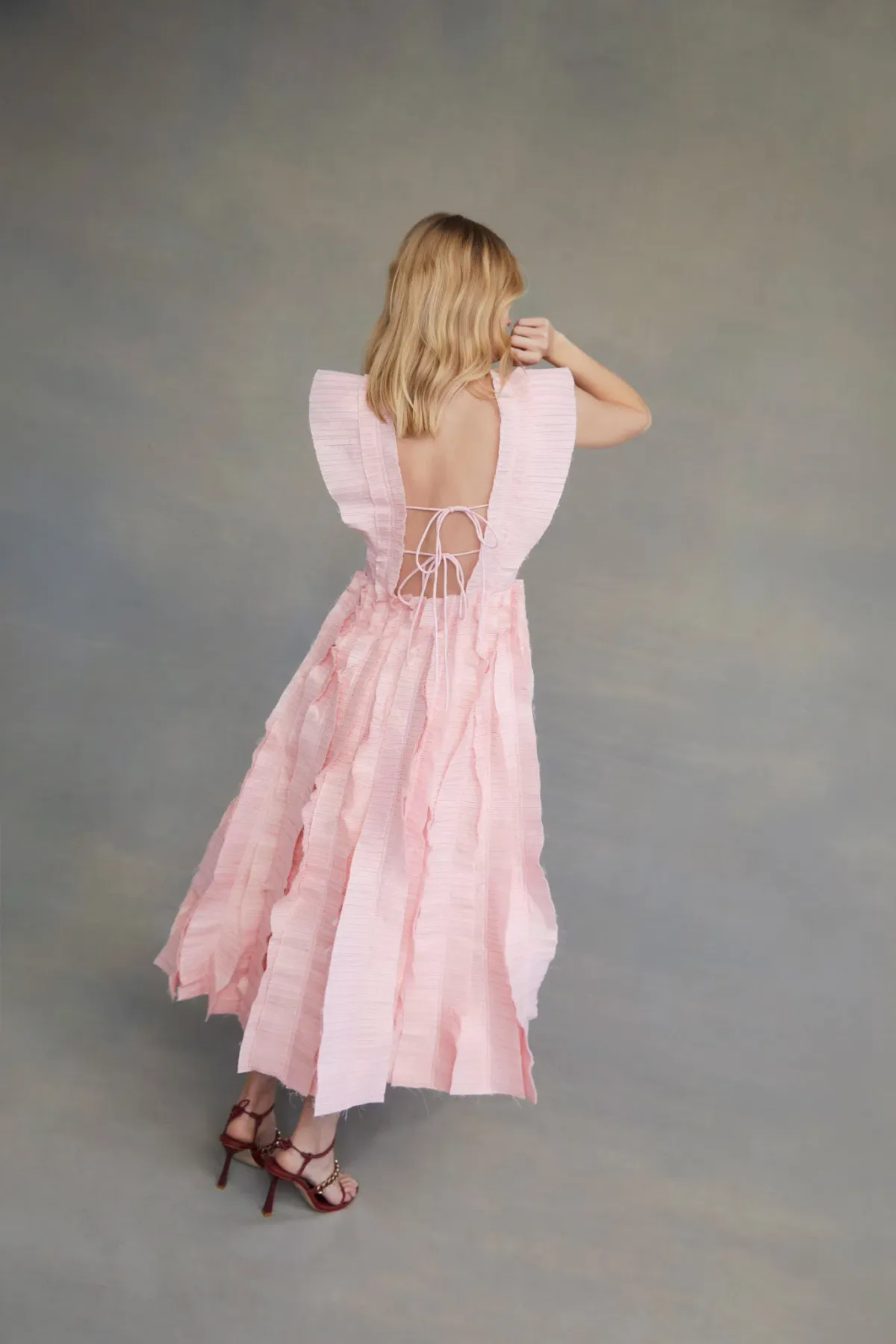 Aje Hybrid Midi Dress Rose Pink Size AU 14 - Image 2