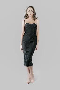 Misha Byanca Corset Midi Dress Black Size 6/XS for rent on The Volte - image 1