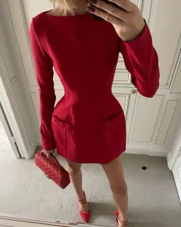 Helsa The Parasol Mini Dress in Lipstick Red Size XXS / AU 4 for rent on The Volte - image 6