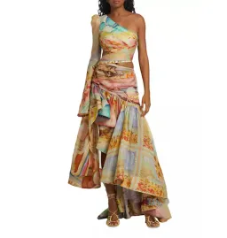 Zimmermann Tama Asymmetric Dress in Multi Size 1 / AU 10 for rent on The Volte - image 1