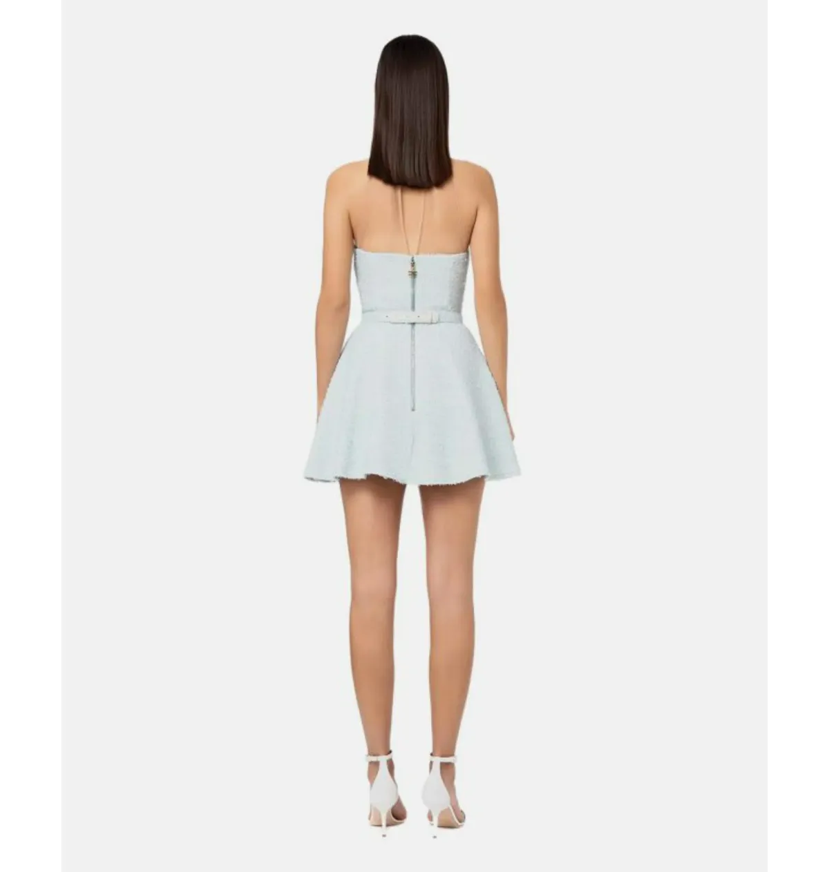 Elisabetta Franchi Lace Neck Short Dress Blue Size 0 / AU 6, Italian 38 - Image 3