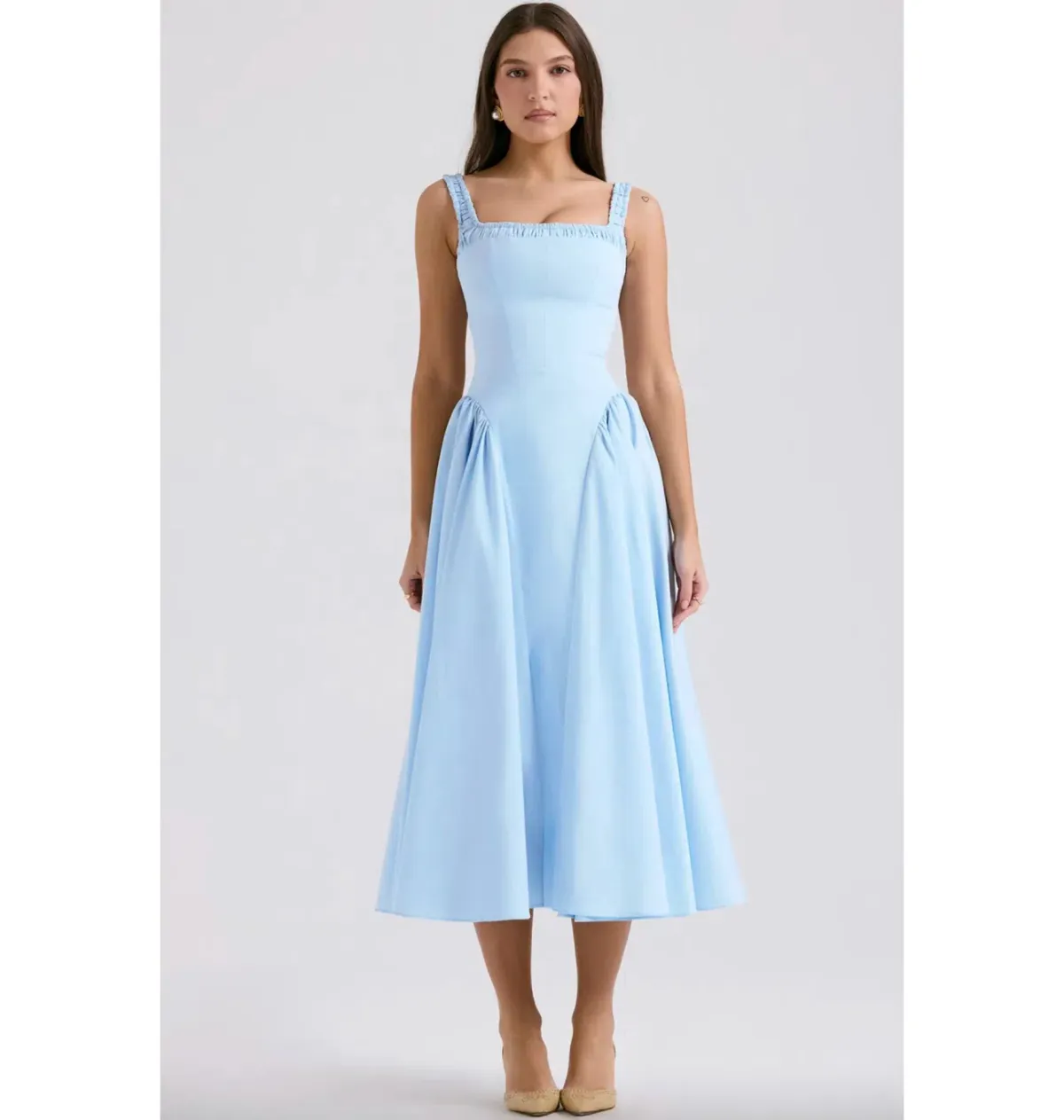 House of CB Dorothy Midi Sundress Italian Azure Size XS / AU 6 - Image 1