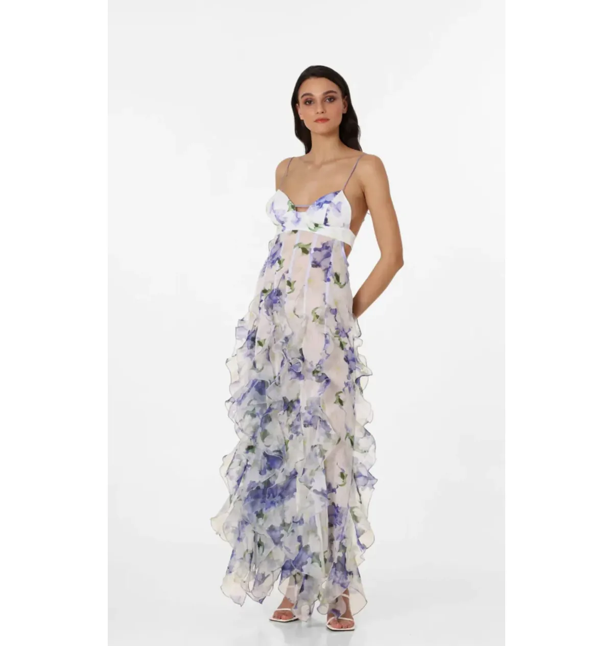 Menti Iris flower Maxi Dress Floral Size AU 10-12 - Image 1