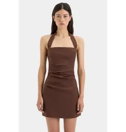 Sir The Label Noemi Halter Mini Dress in Chocolate Size 2 / AU 10 for rent on The Volte - image 3