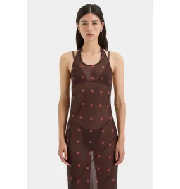Sir the Label Toni Halter Dress in Chocolate Dot Size 2 / AU 10  for rent on The Volte - image 3