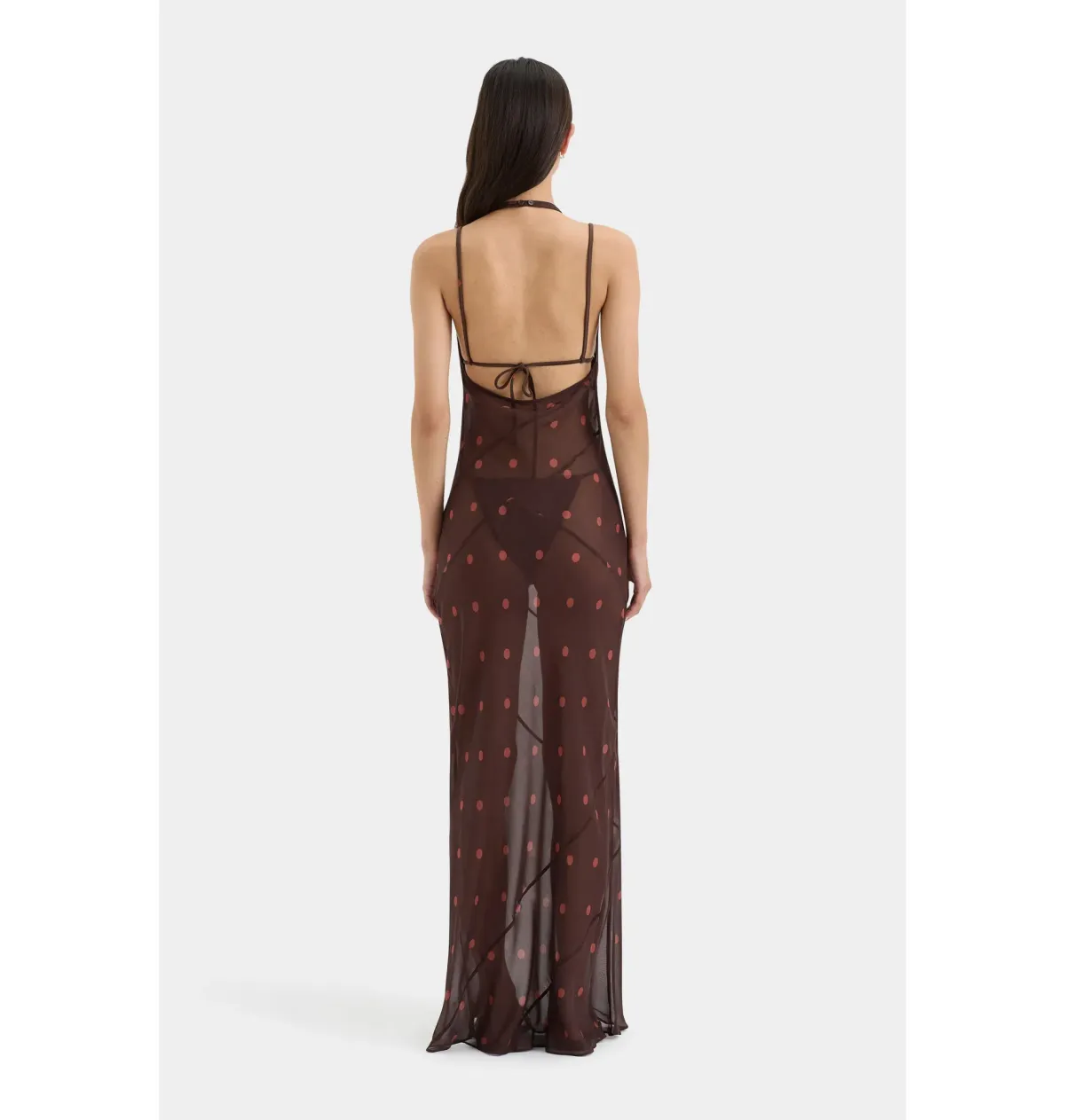 Sir the Label Toni Halter Dress in Chocolate Dot Size 2 / AU 10 - Image 2