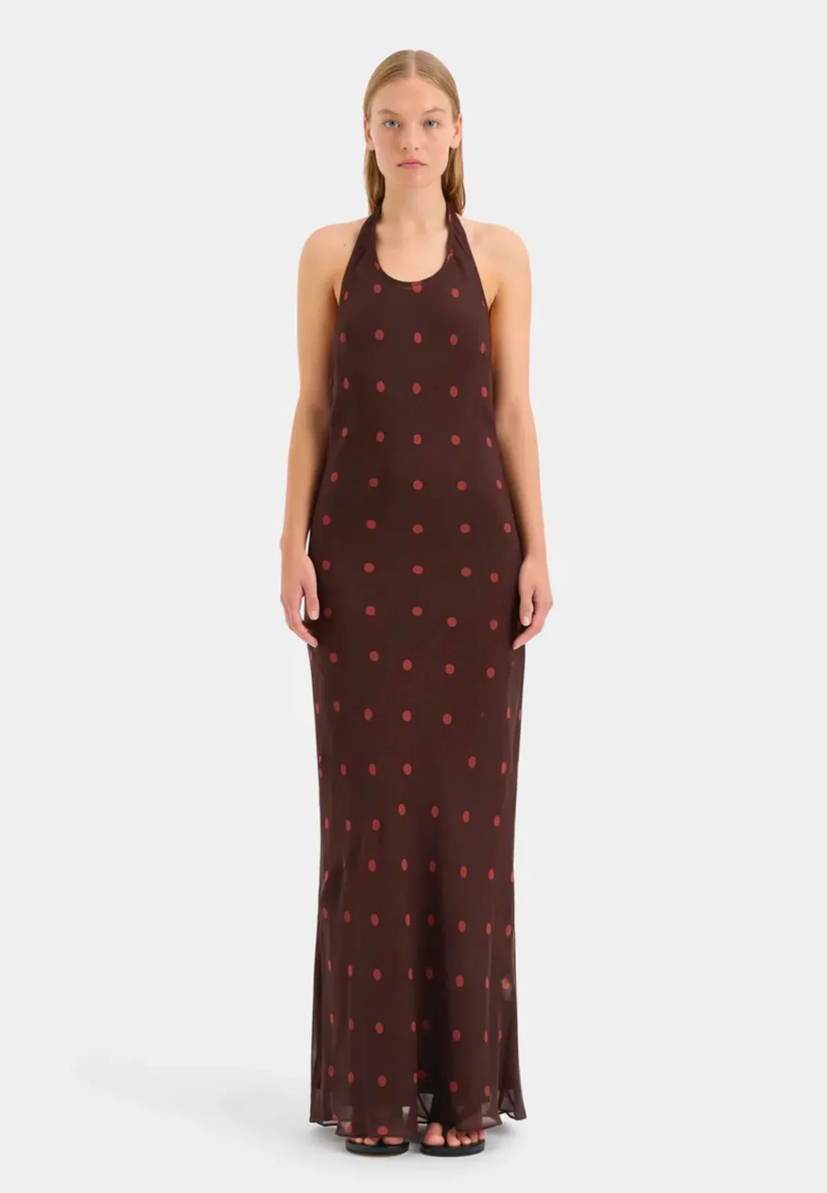 Sir the Label Toni Halter Dress in Chocolate Dot Size 2 / AU 10 - Image 5