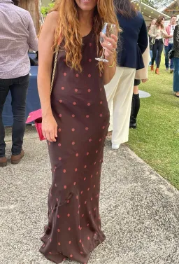 Sir the Label Toni Halter Dress in Chocolate Dot Size 2 / AU 10  for rent on The Volte - image 4