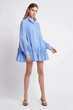 Aje Pavillon Pleat Mini Dress Cornflower Blue Size 10 for rent on The Volte - image 1