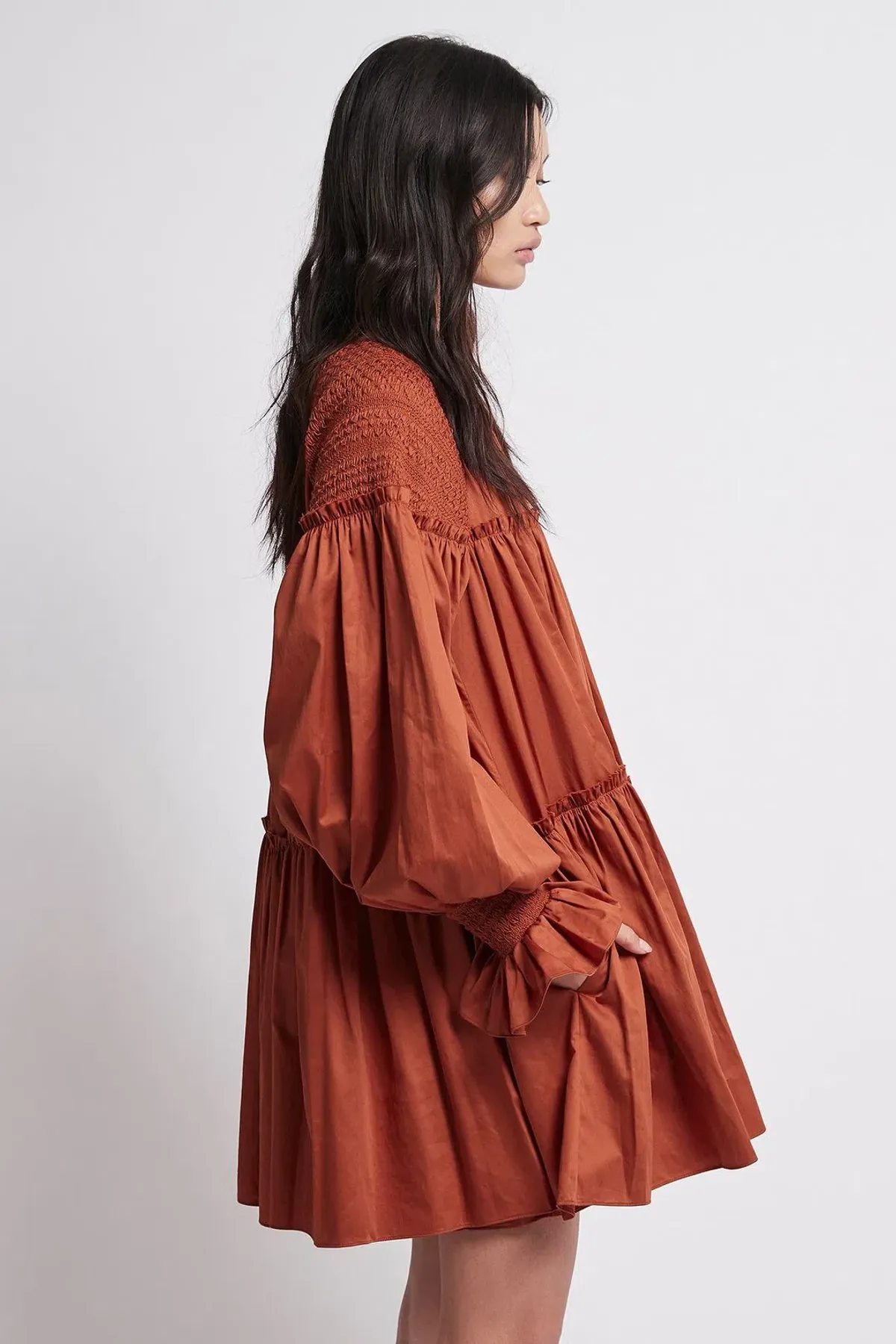 Aje Tranquility Smock Mini Dress Rust Size 10 - Image 4