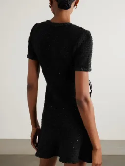 Self Portrait Embellished Metallic Waffle-knit Dress Black Size 12 for rent on The Volte - image 2