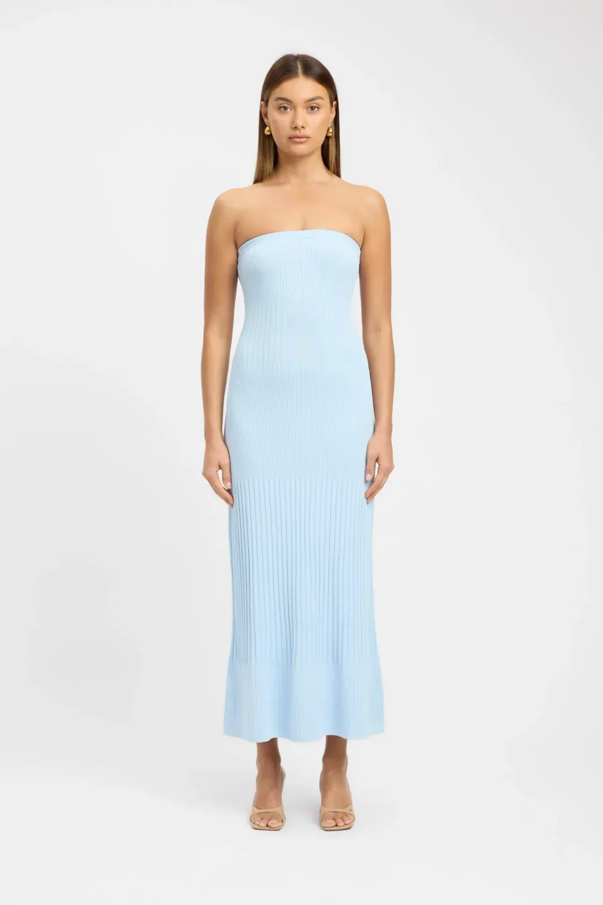Kookaï Serah Strapless Midi Dress Light Blue Size AU8 - Image 1