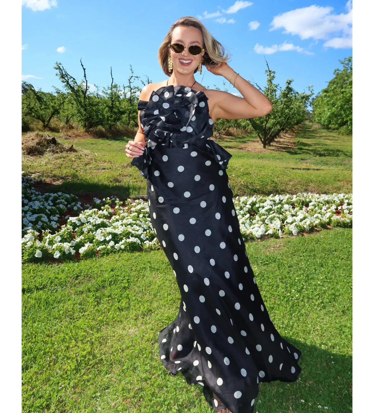 Zimmermann The Crush Ruffle Halter Maxi Dress in Black/Cream Dot Size 0 / AU 8 - Image 1