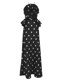 Zimmermann Crush Ruffle Halter Maxi Dress in Black/Cream Dot Size 2 / AU 12 for rent on The Volte - image 3