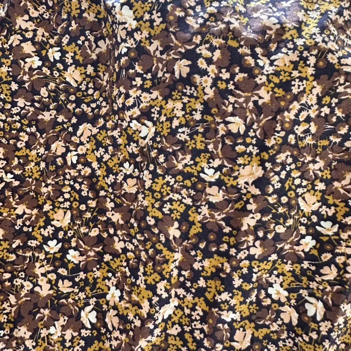 Shona Joy Dress Size 14 -Cross back Lilou Pin Tuck Midi Cotton Mimosa Brown Floral - Image 4