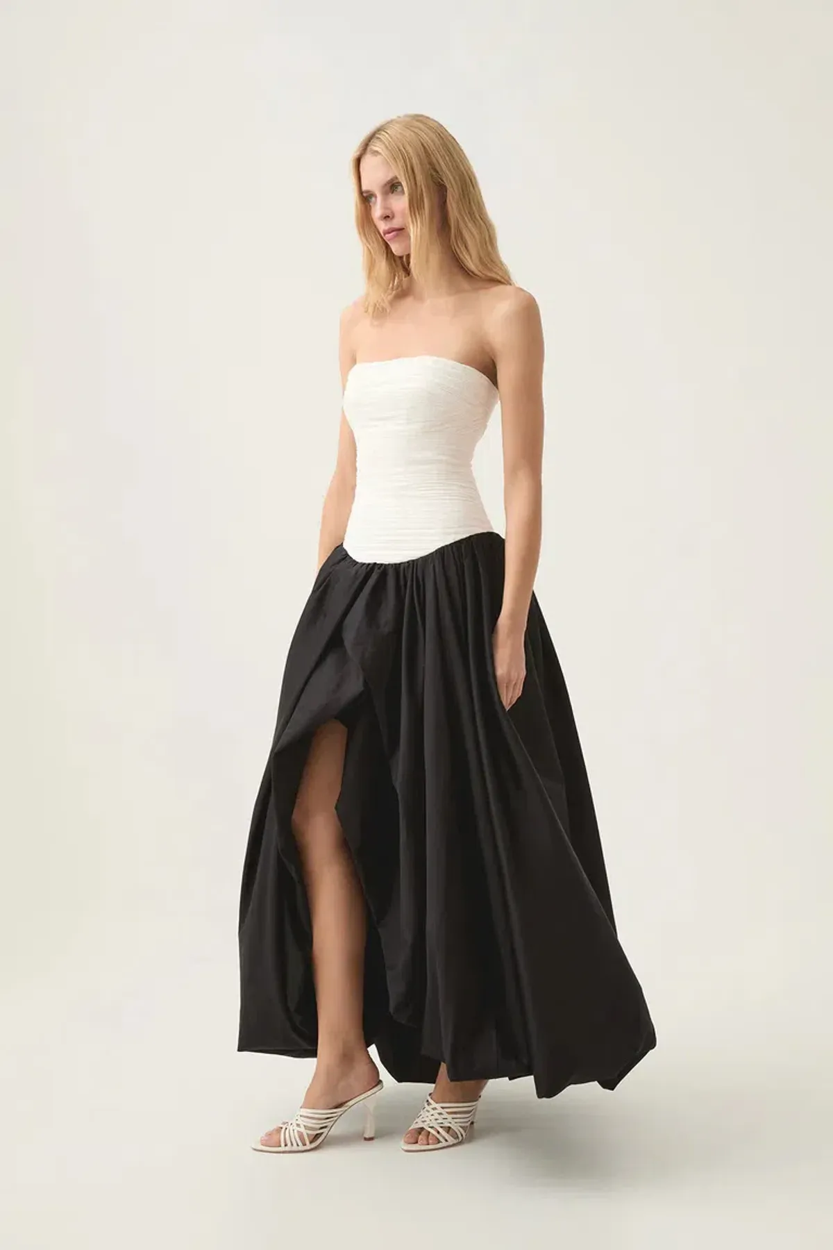 AJE Violette Bubble Hem Maxi Dress Black/White Size 8  - Image 3