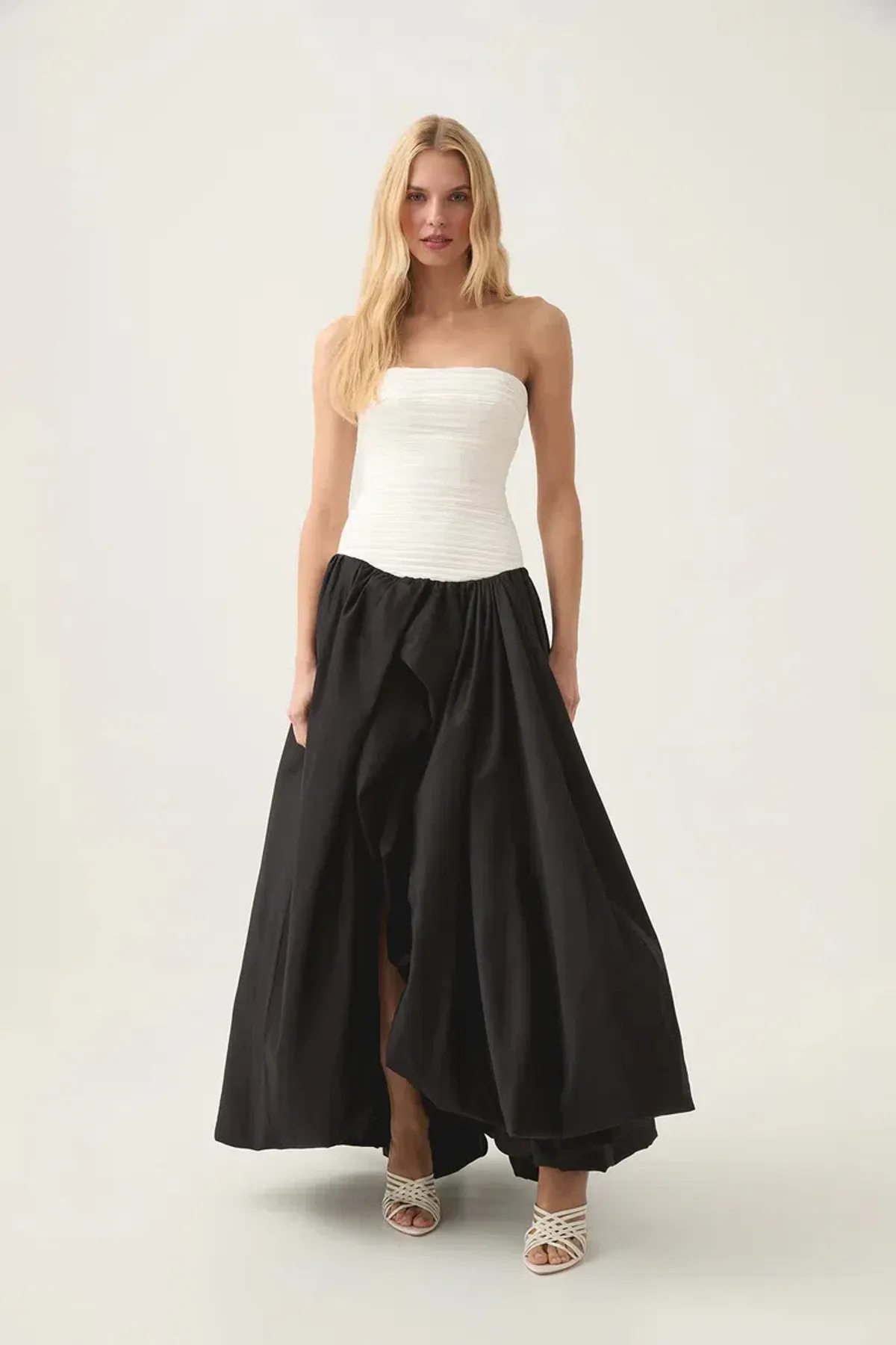AJE Violette Bubble Hem Maxi Dress Black/White Size 8  - Image 2