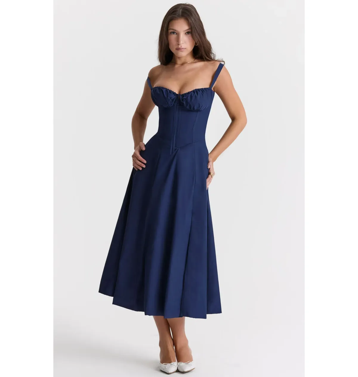 House of CB Carmen Bustier Sundress French Navy Size AU 6 - Image 2