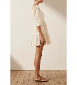 Shona Joy Fryda Broderie Anglaise Mini Dress Cream Size S / AU 8 for rent on The Volte - image 2