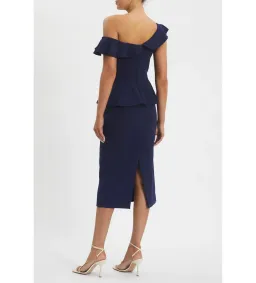 Rebecca Vallance Grace Frill Midi Dress Navy Size AU 10 for rent on The Volte - image 4