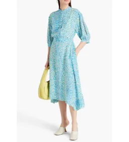 Stella McCartney Leopard Print Silk Dress Blue Size AU 6 for rent on The Volte - image 1