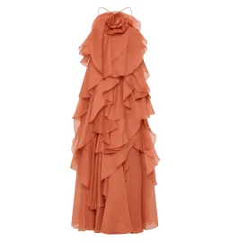 Aje Pandorea Layered Maxi Dress Coral Clay Size AU 12 for rent on The Volte - image 4