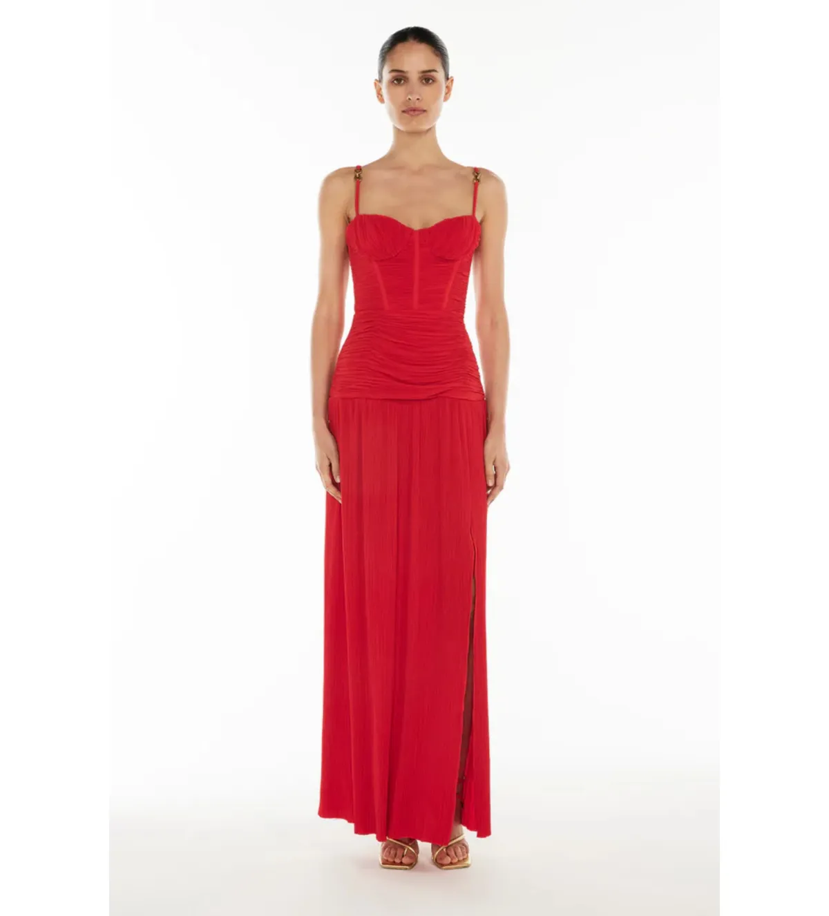 Manning Cartell Double Time Pleat Dress Red Size AU 6 - Image 1