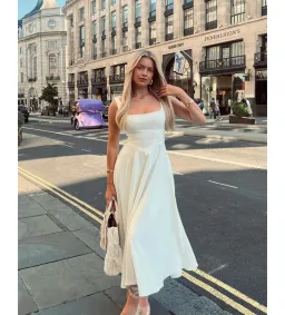 Odd Muse Ultimate Muse High Waist Square Neck Midi Dress White Size AU 10 for rent on The Volte - image 4