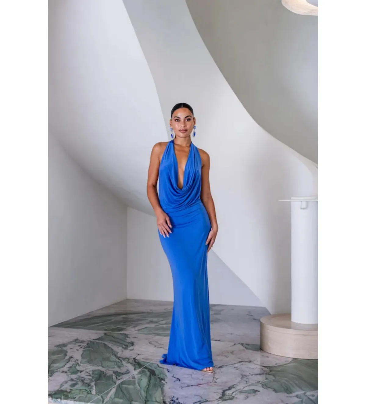 Sneaky Link Saint Plunge Maxi Dress in Sapphire Size AU 8 - Image 1