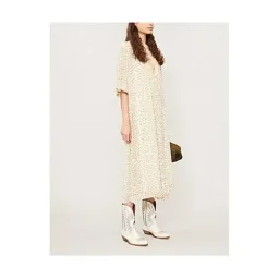 Ganni Leopard Print Crepe Midi Wrap Dress Neutrals Size 36 /  AU 8 for rent on The Volte - image 3