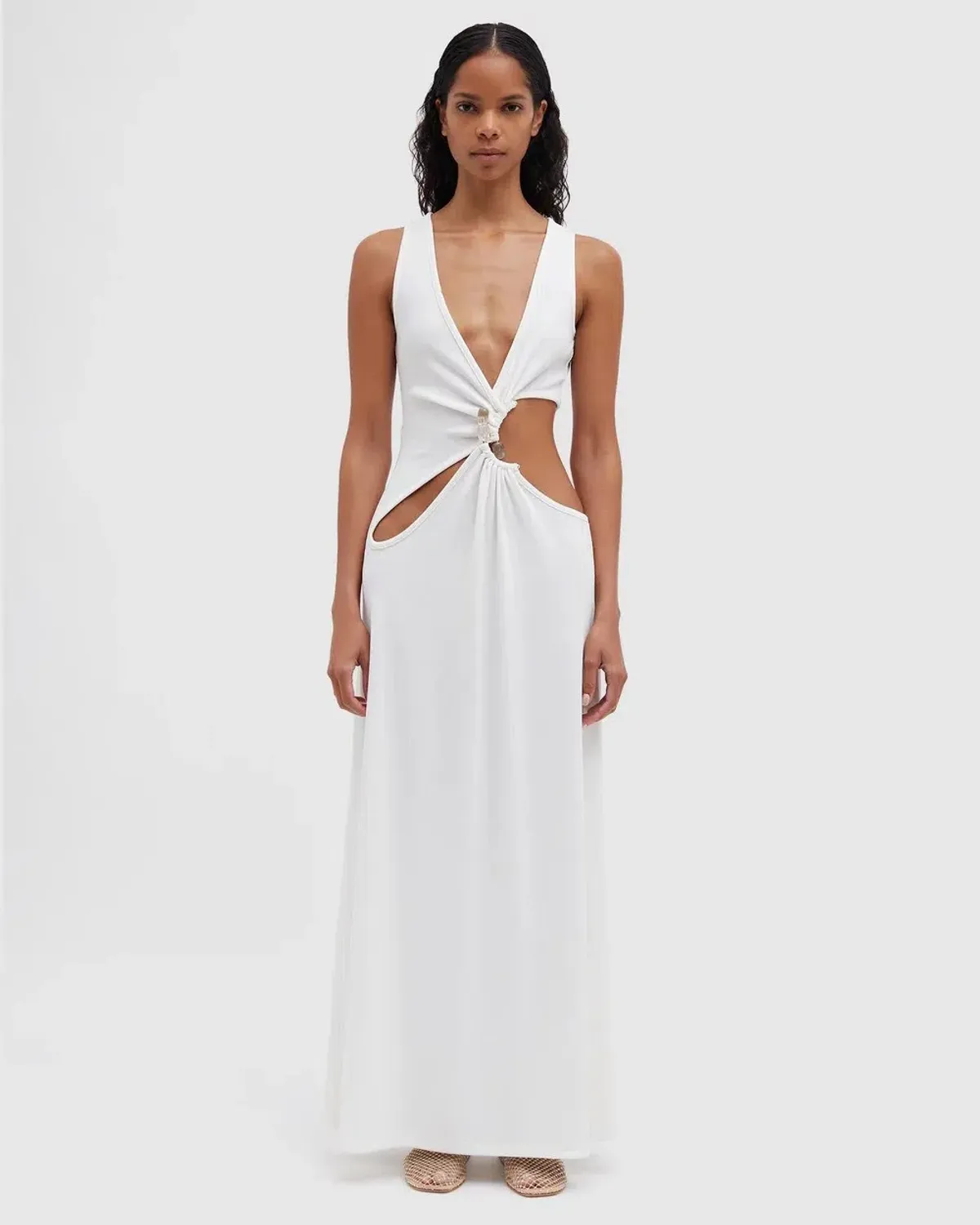 Christopher Esber Stone Cavern Tank Dress White Size 10 - Image 1