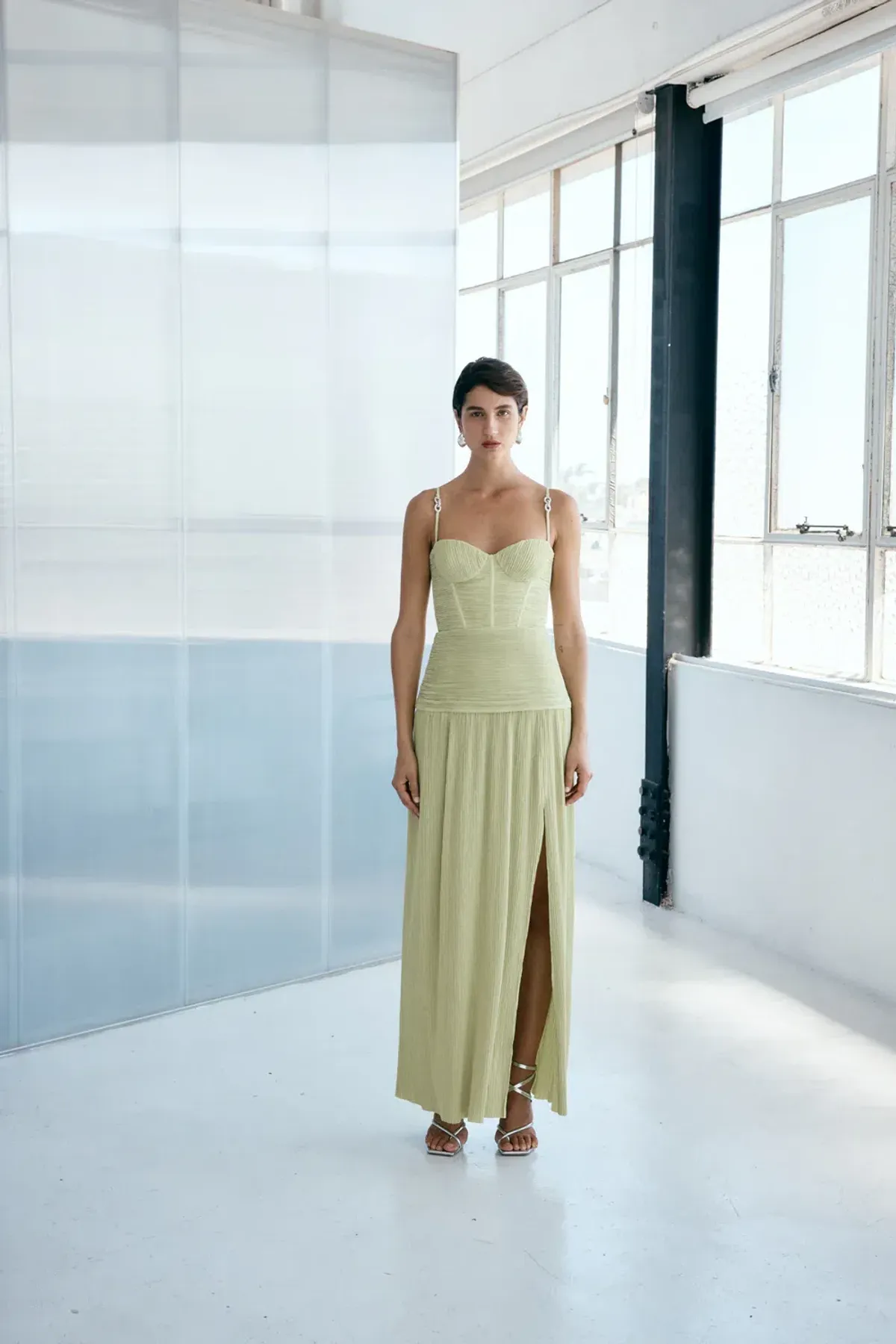 Manning Cartell Double Time Pleat Dress In Pistachio Size 8 - Image 5