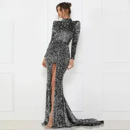 Abyss by Abby Alexia Long Sleeve Gown Gunmetal Size 8 for rent on The Volte - image 1