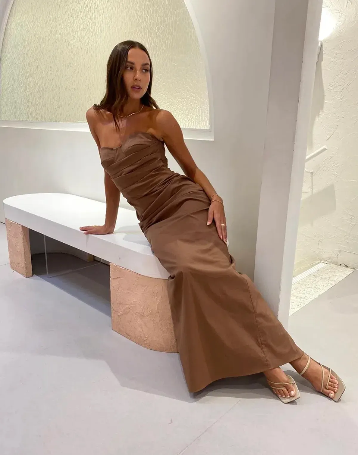Sir The Label Alba Strapless Gown Maxi Dress in Mocha Brown Size 1 / AU 8 / S - Image 5