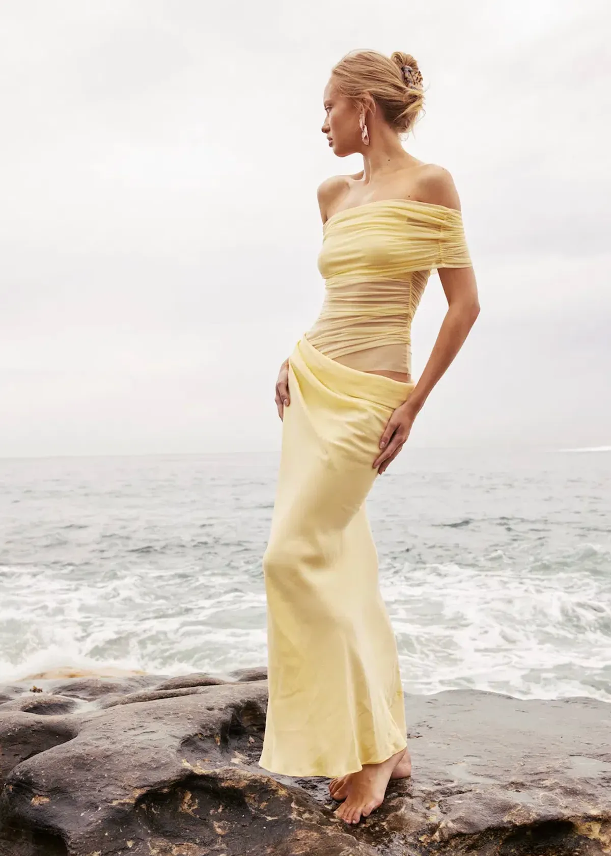 Benni Nico Off Shoulder Maxi Dress Yellow Size 8 / AU 8 - Image 3
