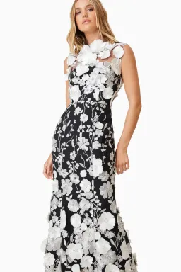 Elliatt Selene Cocktail Midi Dress Black Floral Size M / AU 10 for rent on The Volte - image 2