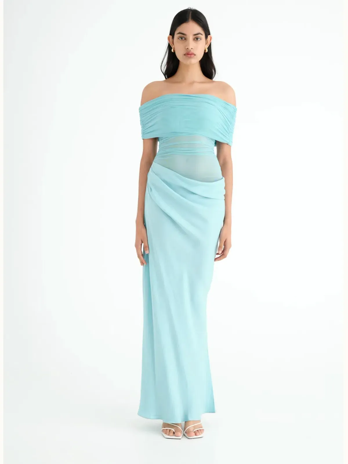 Benni Nico off Shoulder Maxi Dress in Aquamarine Size 10 - Image 2