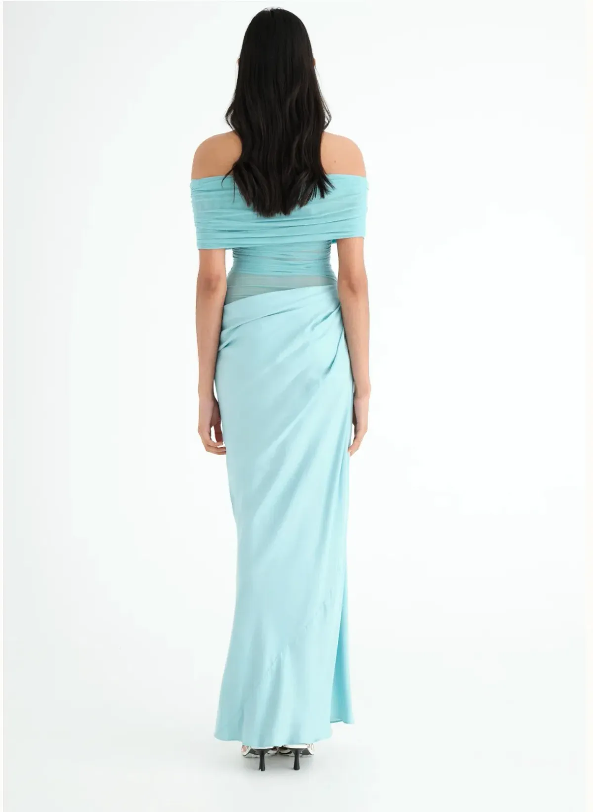 Benni Nico off Shoulder Maxi Dress in Aquamarine Size 10 - Image 3
