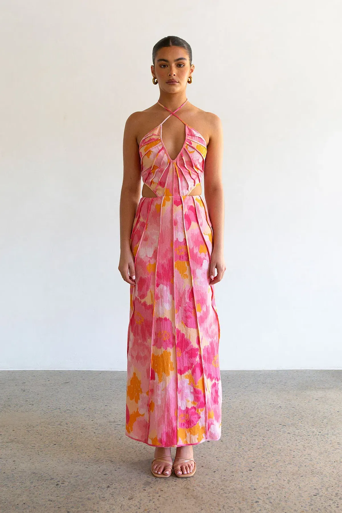 Sabo Skirt Zaco Tallulah Midi Dress Pink Gerbera Size M / AU 10 - Image 1