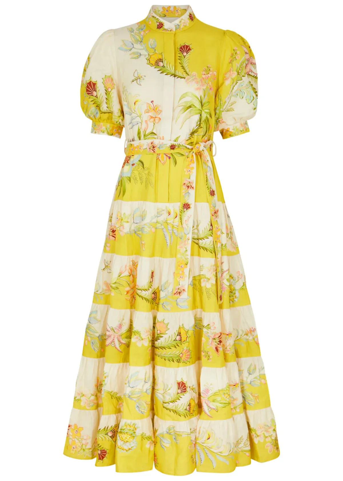 Alemais Ira Tiered Midi Dress Lemon/Cream Size AU 10 - Image 5