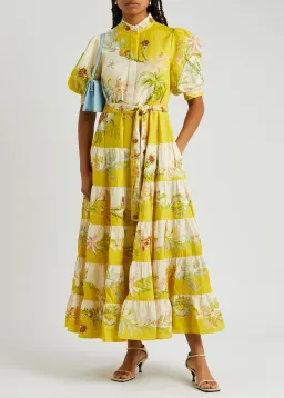 Alemais Ira Tiered Midi Dress Lemon/Cream Size AU 10 for rent on The Volte - image 1