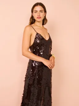 Alemais Geanie Sequin Gown Chocolate Brown Size 8 AU for rent on The Volte - image 3