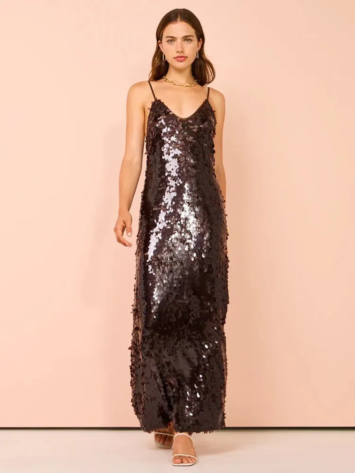 Alemais Geanie Sequin Gown Chocolate Brown Size 8 AU - Image 2