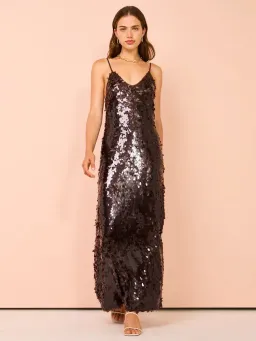 Alemais Geanie Sequin Gown Chocolate Brown Size 8 AU for rent on The Volte - image 2
