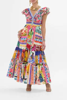 Camilla Roeqiya's Realm Tiered Maxi Dress With Neck Frill Print Size M / AU 12  for rent on The Volte - image 1