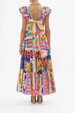 Camilla Roeqiya's Realm Tiered Maxi Dress With Neck Frill Print Size M / AU 12  for rent on The Volte - image 3