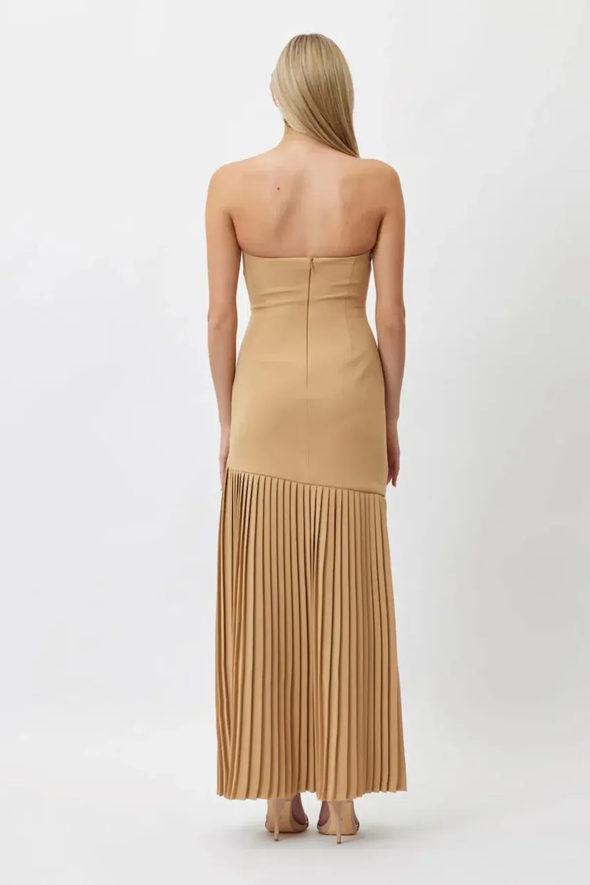 Bianca and Bridgett Mara Pleated Maxi Dress Beige Size 12 - Image 2
