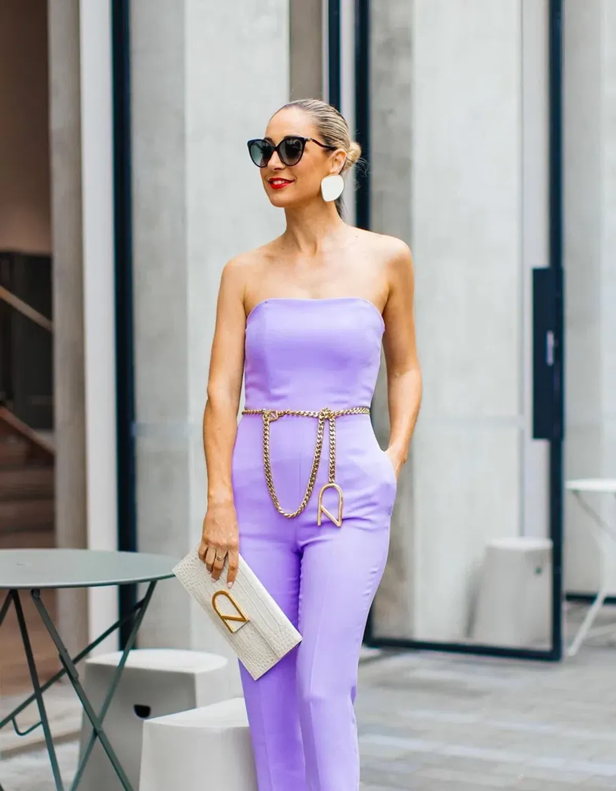 Carla Zampatti Strapless Jumpsuit with pockets Lilac/Purple Size 8 - Image 3
