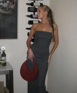 Bec & Bridge Pine Strapless Maxi Dress in Charcoal Pinstripe Size 8 for rent on The Volte - image 7