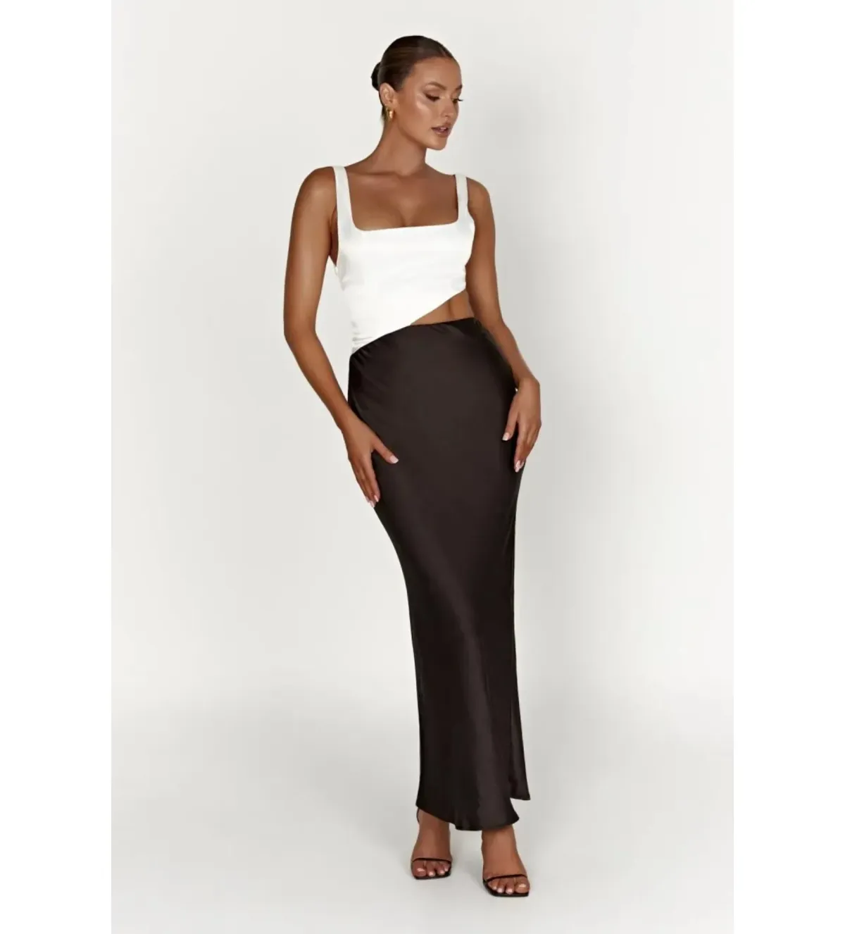 Meshki Asymmetric Cut Maxi Dress Black and White Size XS/Au 6 - Image 1